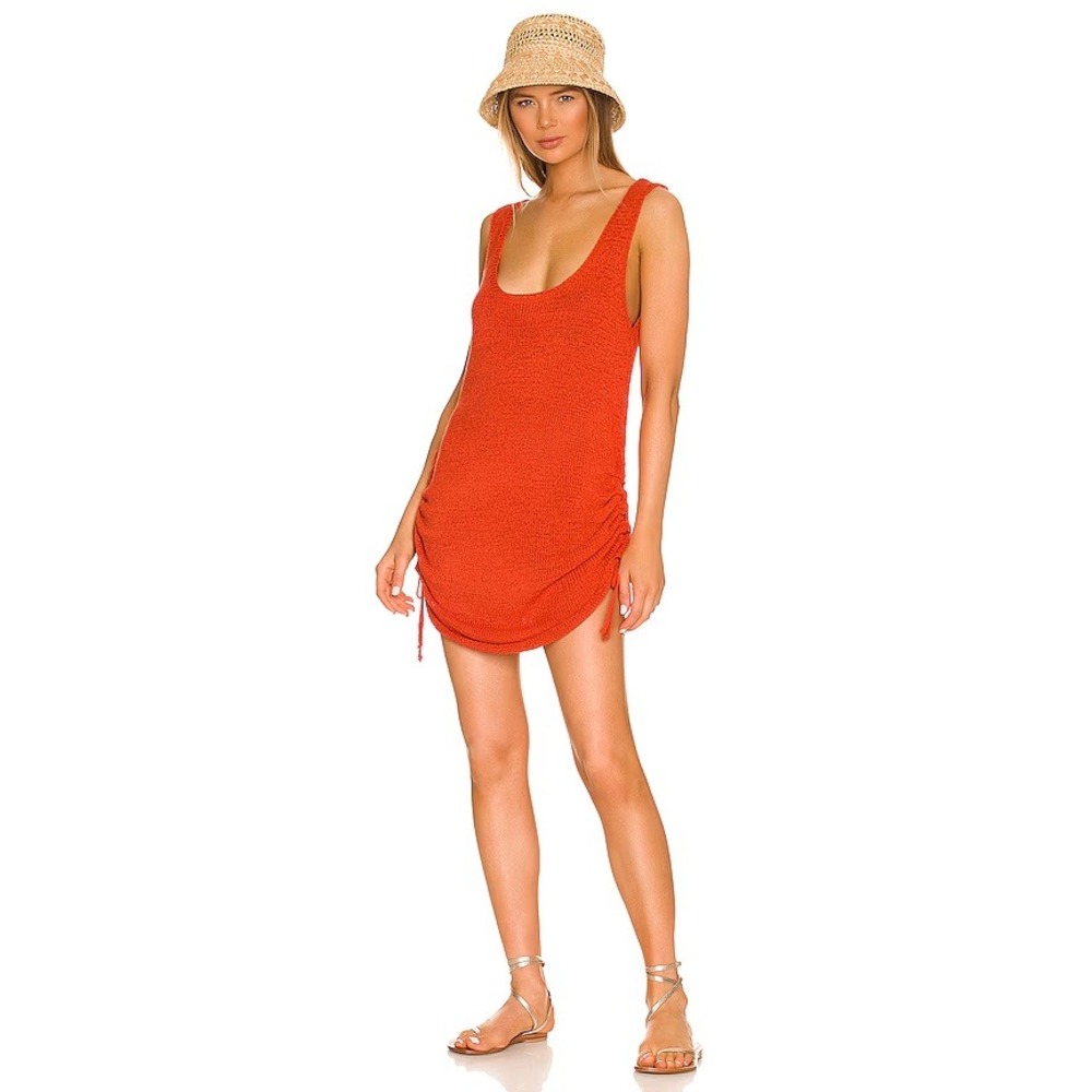 SNDYS Byron Women's Burnt Orange Crochet Scoop Back Mini Dress Sz Small